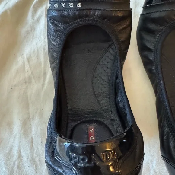 Prada Glossy Black Flats for Women - Picture 2 of 5